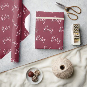 Bogundy Baby Script Elegant Baby-pakpapier Cadeaupapier