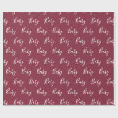 Bogundy Baby Script Elegant Baby-pakpapier Cadeaupapier (Vlak)