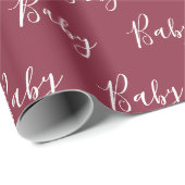 Bogundy Baby Script Elegant Baby-pakpapier Cadeaupapier (Rol Hoek)