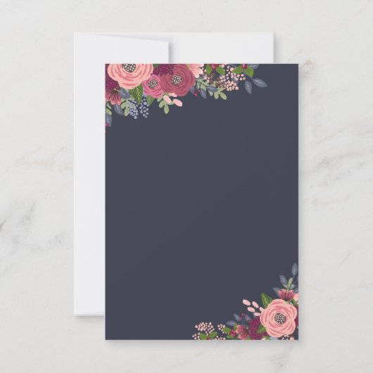 Bogundy & Blush Flowers Table Plan Kaart (Achterkant)