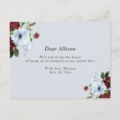 bogundy dusty blue wil je mijn bruidskaart zijn uitnodiging briefkaart (Achterkant)