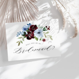 bogundy dusty blue wil je mijn bruidskaart zijn uitnodiging briefkaart