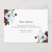 bogundy dusty blue zal je zijn m'n kaartje zijn uitnodiging briefkaart (Achterkant)