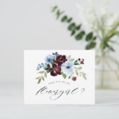 bogundy dusty blue zal je zijn m'n kaartje zijn uitnodiging briefkaart (Staand voorkant)