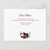 bogundy dusty blue zal je zijn m'n kaartje zijn uitnodiging briefkaart (Achterkant)