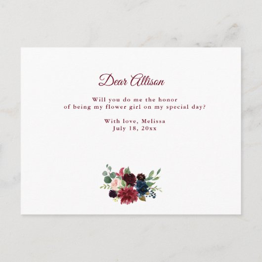 bogundy dusty blue zal je zijn m'n kaartje zijn uitnodiging briefkaart (Achterkant)