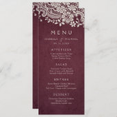Bogundy elegant lace rustige trouwmenu menu (Voorkant / Achterkant)