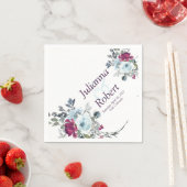 Bogundy en blauwe waterverf florale luiers servet (Insitu)