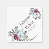 Bogundy en blauwe waterverf florale luiers servet (Voorkant)