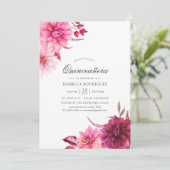 Bogundy en Blush Autumn Herfst Floral Quinceañera Kaart (Staand voorkant)