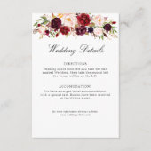 bogundy en blush floral bruiloft informatiekaartje (Voorkant)