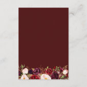 bogundy en blush floral bruiloft informatiekaartje (Achterkant)
