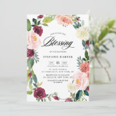 Bogundy en Blush Floral Wreath Herfst Blessing Kaart (Staand voorkant)