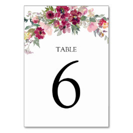 Bogundy en blush rozen Wedingstabel nummer Kaart
