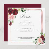 bogundy en blush trouwkaart bedankkaart (Voorkant / Achterkant)