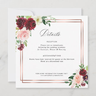 bogundy en blush trouwkaart bedankkaart