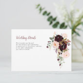 bogundy en blush trouwkaart RSVP kaartje (Staand voorkant)