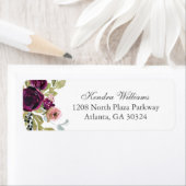 Bogundy en Blush Waterverf Floral Bouquet Etiket (Insitu)