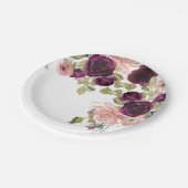 Bogundy en Blush Waterverf Floral Bouquet Papieren Bordje (Gekanteld)