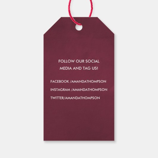 Bogundy en Blush Waterverf Floral Cadeaulabel (Achterkant)