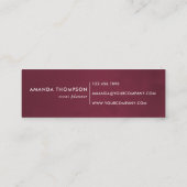 Bogundy en Blush Waterverf Floral Mini Visitekaartje (Achterkant)