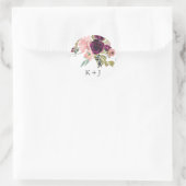 Bogundy en Blush Waterverf Floral Ronde Sticker (Tas)