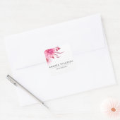 Bogundy en Blush Waterverf Floral Vierkante Sticker (Envelop)