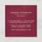 Bogundy en Blush Waterverf Floral Vierkante Visitekaartje (Achterkant)