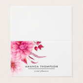 Bogundy en Blush Waterverf Floral Visitekaartje (Buitenkant ongevouwen)