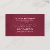 Bogundy en Blush Waterverf Floral Visitekaartje (Achterkant)