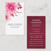 Bogundy en Blush Waterverf Floral Visitekaartje (Voorkant / Achterkant)