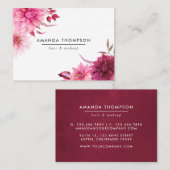 Bogundy en Blush Waterverf Floral Visitekaartje (Voorkant / Achterkant)