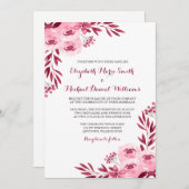 Bogundy en Blush Waterverf Floral Wedding Kaart (Voorkant / Achterkant)