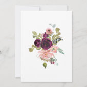 Bogundy en Blush Waterverf Floral Wedding Kaart (Achterkant)