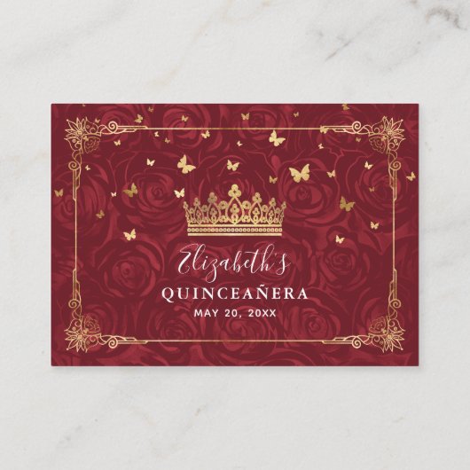 Bogundy en Gold Roos Elegant - Gegevens Informatiekaartje (Achterkant)