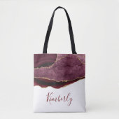 bogundy en goudmakerij gepersonaliseerde naam canv tote bag (Voorkant)