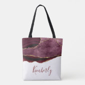 bogundy en goudmakerij gepersonaliseerde naam canv tote bag (Achterkant)