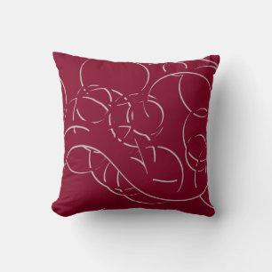Bogundy en Gray Modern Elegant Abstract Swirls Kussen
