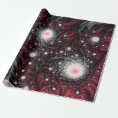 Bogundy en grijze fractals Mesmerizing Cool Trippy Cadeaupapier (Uitgerold)