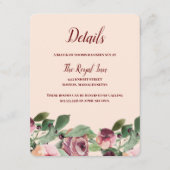 Bogundy en Peach Floral Waterverf Enclosure Informatiekaartje (Voorkant)