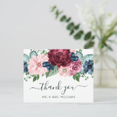 Bogundy en Peach Water Color Floral Aankondigingskaart (Staand voorkant)