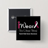 Bogundy en White Head Neck Cancer personaliseren Vierkante Button 5,1 Cm (Voorkant /achterkant)