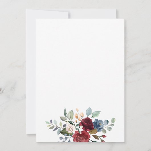 Bogundy Floral 80th Birthday Botanical Kaart (Achterkant)