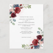 Bogundy Floral Botanical Waterverf Greenery Uitnodiging Briefkaart (Voorkant)