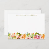 Bogundy Floral Botanical Waterverf Wedding Bedankkaart (Voorkant / Achterkant)