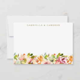 Bogundy Floral Botanical Waterverf Wedding Bedankkaart