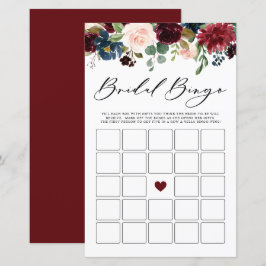 Bogundy Floral Bridal Bingo Vrijgezellenfeest Game
