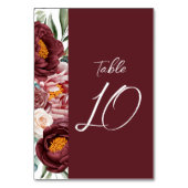 Bogundy Floral Calligraphy Moderne Table Number Kaart (Achterkant)