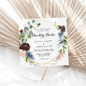 Bogundy Floral en Greenery Spanish Wedding Kaart