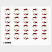 Bogundy Floral Engagement Party Weddenschap Ronde Sticker (Vel)